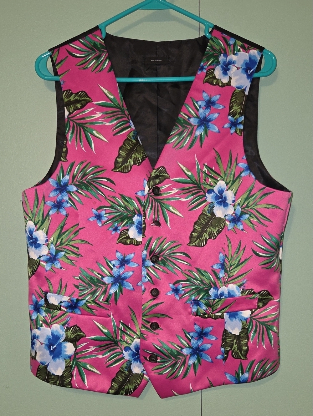JF J. Ferrar Pink Floral Tropical Print Suit Dress Vest Size Medium